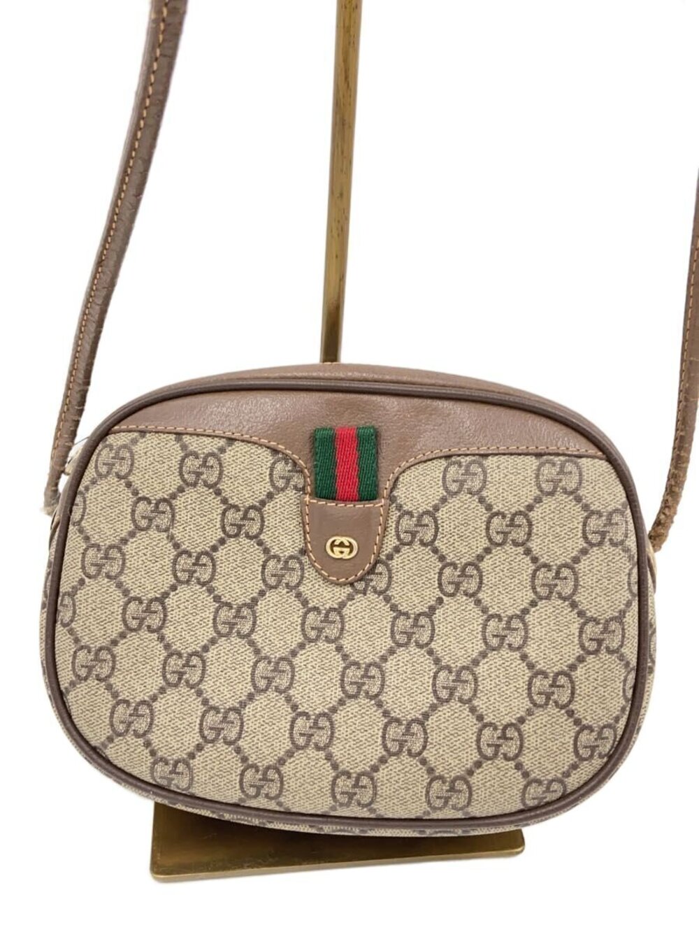 Gucci Sherry Line GG Supreme canvas crossbody bag brown leather